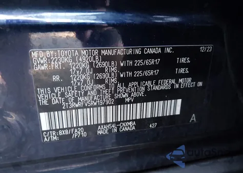 2024 Toyota Rav4 Hybrid Xle from USA, damaged, VIN 2T3RWRFV5RW197902